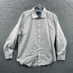 Christian Aujard Mens Dress Shirt‎ 2XL White Paisley Long Sleeve Button Front